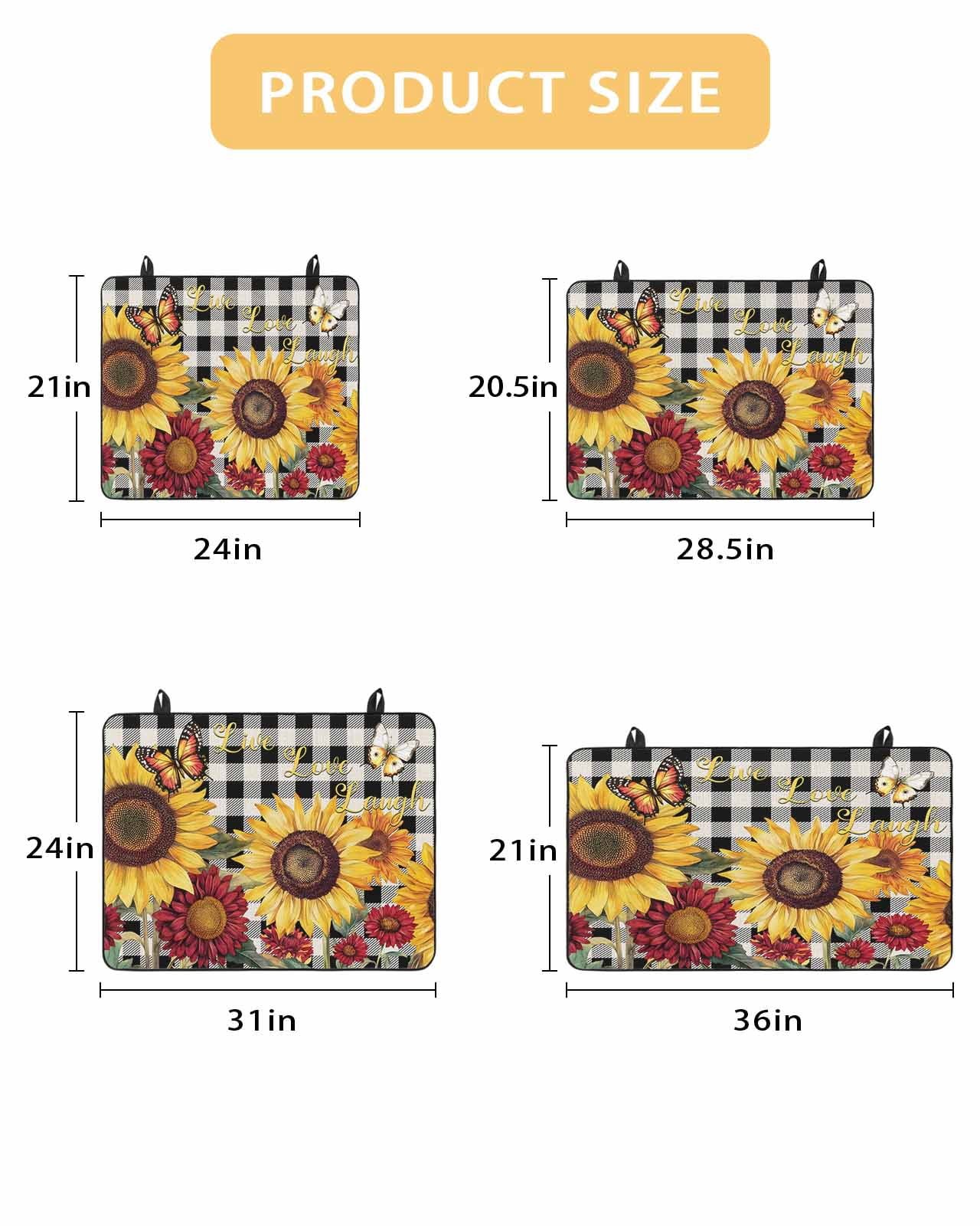 nqOlkjepod Large Induction Cooktop Protector Mat 24"x21", Sunflower Black Check Stove Top Covers for Electric Stove, Farmhouse Flowers Butterfly Stove Burner Cover Mats, Glass Top Stove Cover