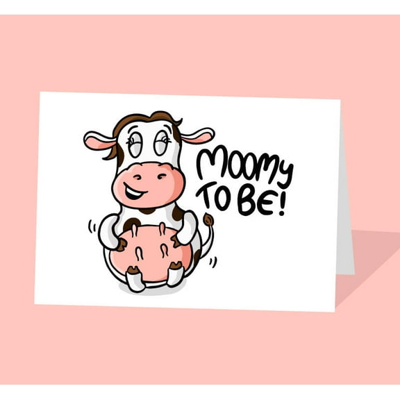 Moomy to Be Card – Cute Cow Illustration for Expecting Mothers – Perfect for Baby Shower or Pregnancy Announcement – Envelope Included
