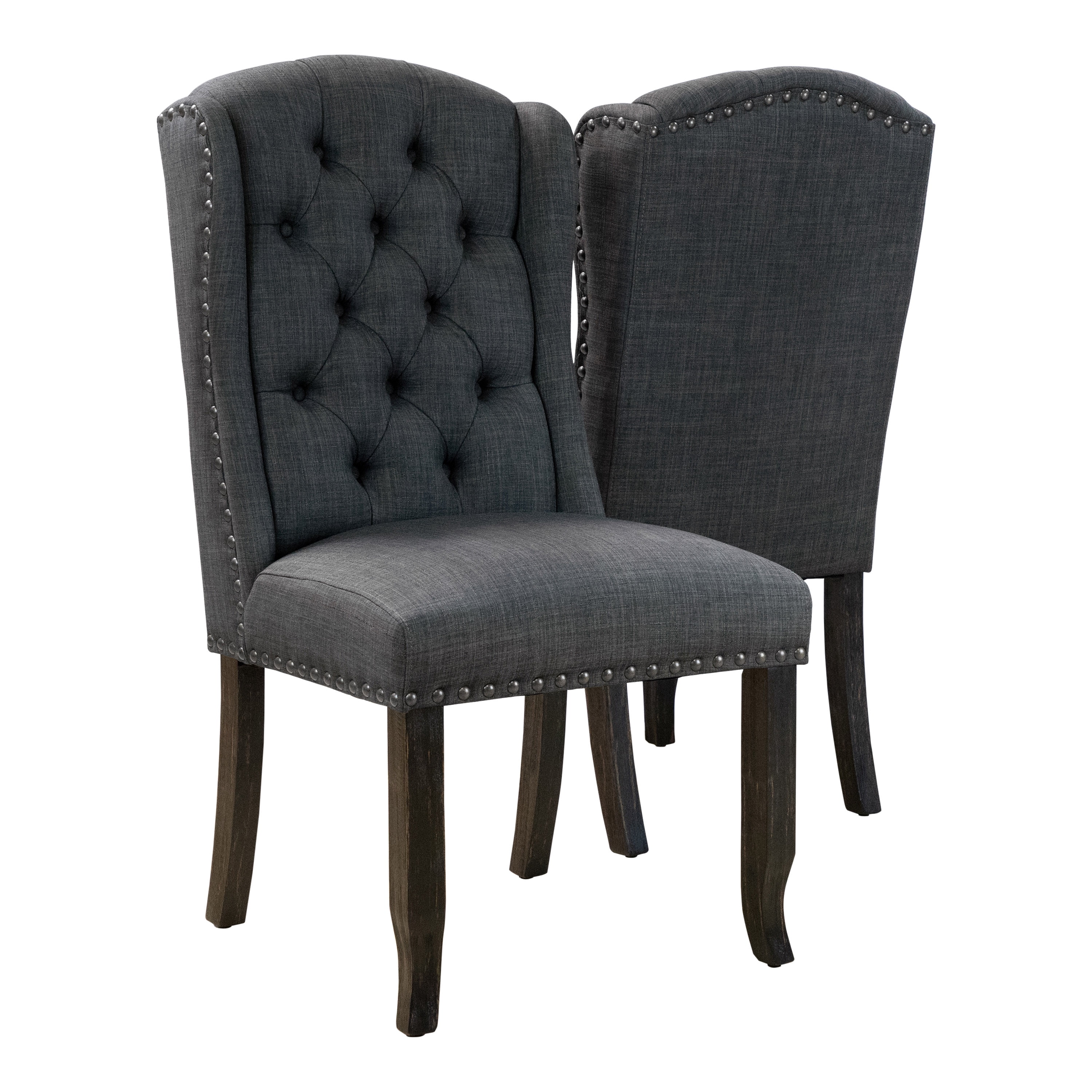 Furniture of America Freiden Tufted Nailhead Fabric Gray Side Chairs (Set of 2)