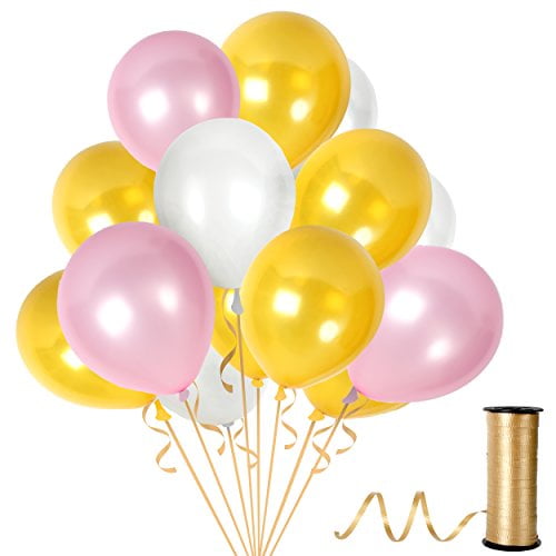 Download Gold White And Pink Latex Balloons With 65 Yards Crimped Curling Desktop Wallpaper Wallpaper Gold White And Pink Latex Balloons With 65 Yards Crimped Curling For Android