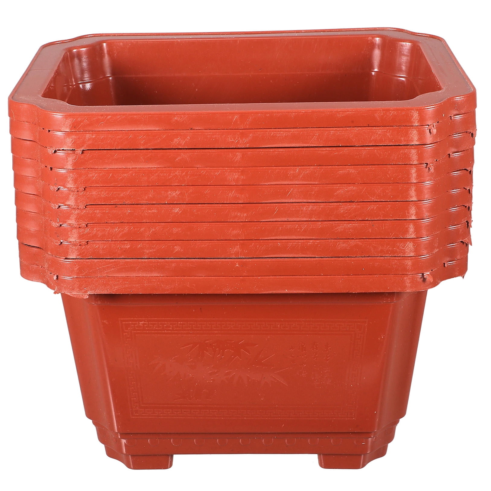 QIFULL 10Pcs Dark Red Plastic Flower Pots for Indoor Gardening Durable Bonsai Planters for Small Plants