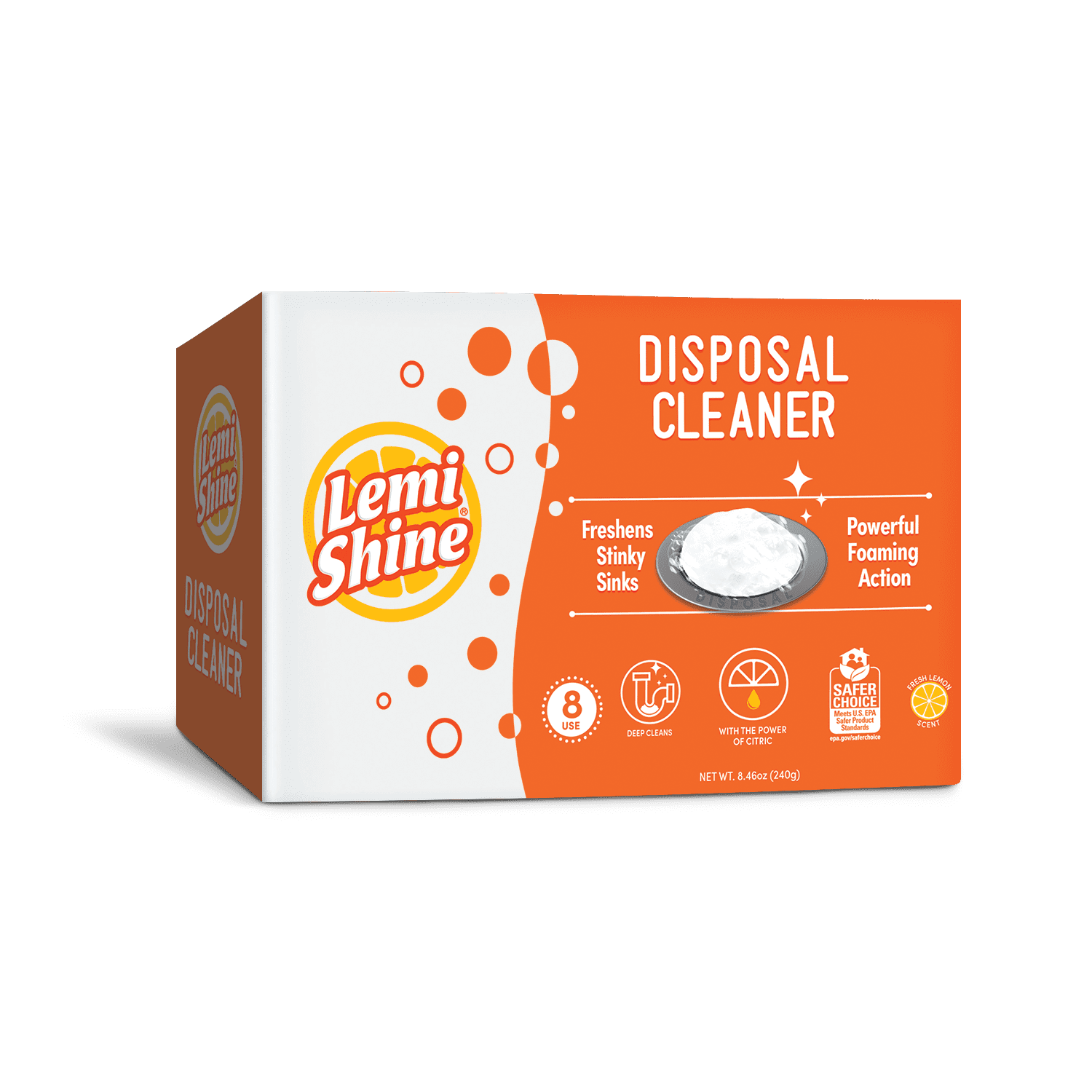 Lemi Shine Garbage Disposal Cleaner, Cleans With Foaming Action, 8