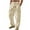 Khaki, variant on Axiiglly Cargo Pants for Men Outdoor Drawstrings Cotton Beach Pants Casual Wide Leg Pants Oversized Elastic Waist Linen Pant with Multi Pockets S