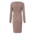 thumbnail image 4 of HSMQHJWE Robes de Maternité pour Femmes Robe de Grossesse à Manches Longues Froncée sur le Côté Col Ras du Cou Longueur Genou Vêtements pour Maman, 4 of 5
