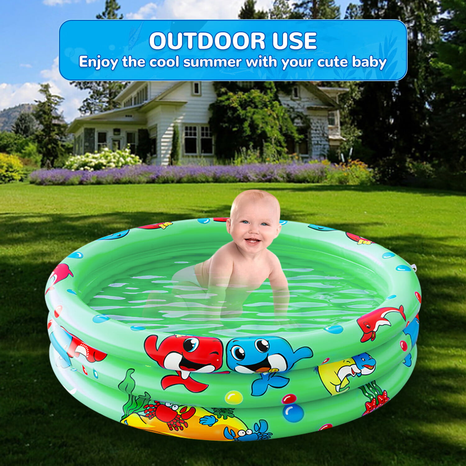 Jouet piscine ronde, trois couches Rainbow gonflable jouet Portable Anti -  retournement baignoire de bassin pour enfants (