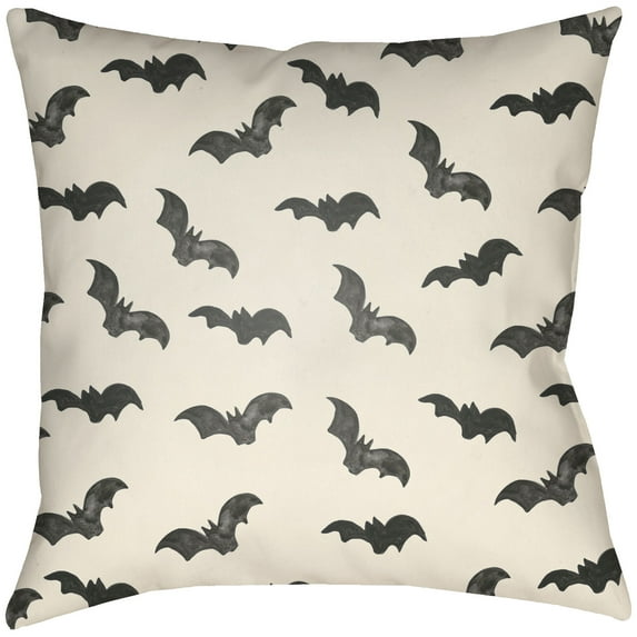 Surya LGCB-BATS-2222 Black / White Lodge Cabin 22" Wide Square Novelty Halloween Bats