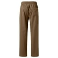 thumbnail image 3 of Caqnni Men's Drawstring Linen Pants Casual Summer Beach Loose Trousers (Z00-Brown,L), 3 of 7