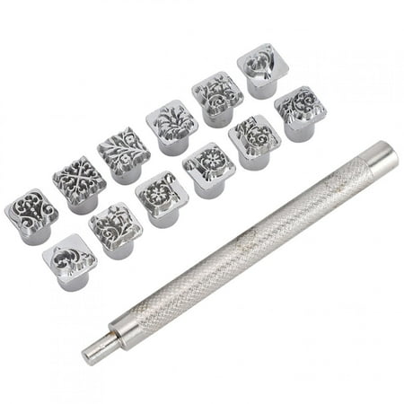 

TOPINCN 12Pcs Stamping Punch Tool Tang Dynasty Flower Design DIY Vegetable Leather Stamper + 1Pc Handle