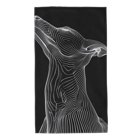 Kdxio Hand Towel Geometric Lines Dog Art for Bathroom Kitchen Fingertip Bath Towels 27.5 x 16 Inch Home Hotel Gym Laundry Room