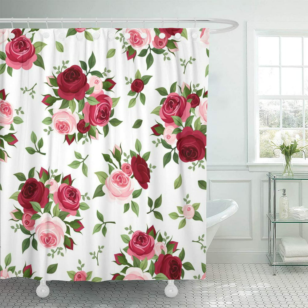 KSADK Green English with Red and Pink Roses Flower Burgundy Floral ...