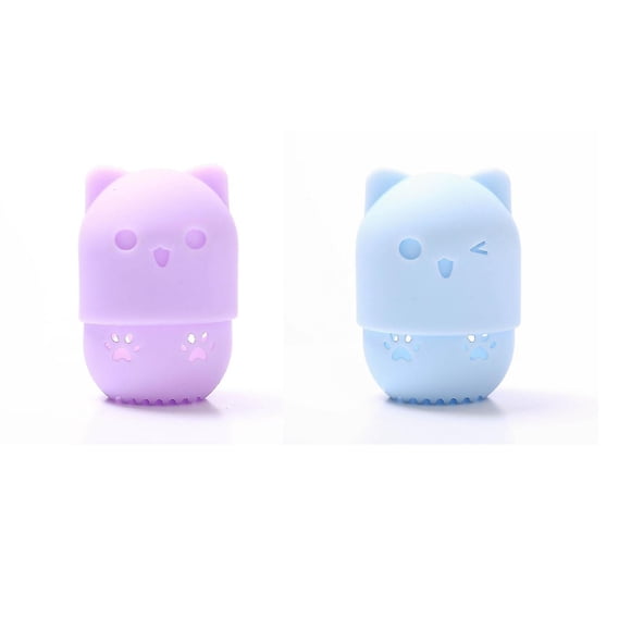 esponjas de gel de sílice con forma de gato, a prueba de polvo, color morado y azul