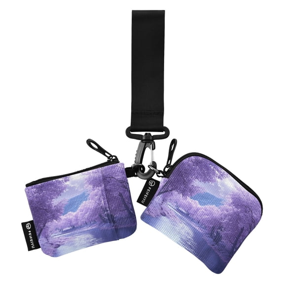 Portable Coin Purse Two 4.13x4.13 Iinches 4.13x3.5 Inches Wrist Coin Purse Keys Coin Purse Portable Women's Purse Purple River Picture