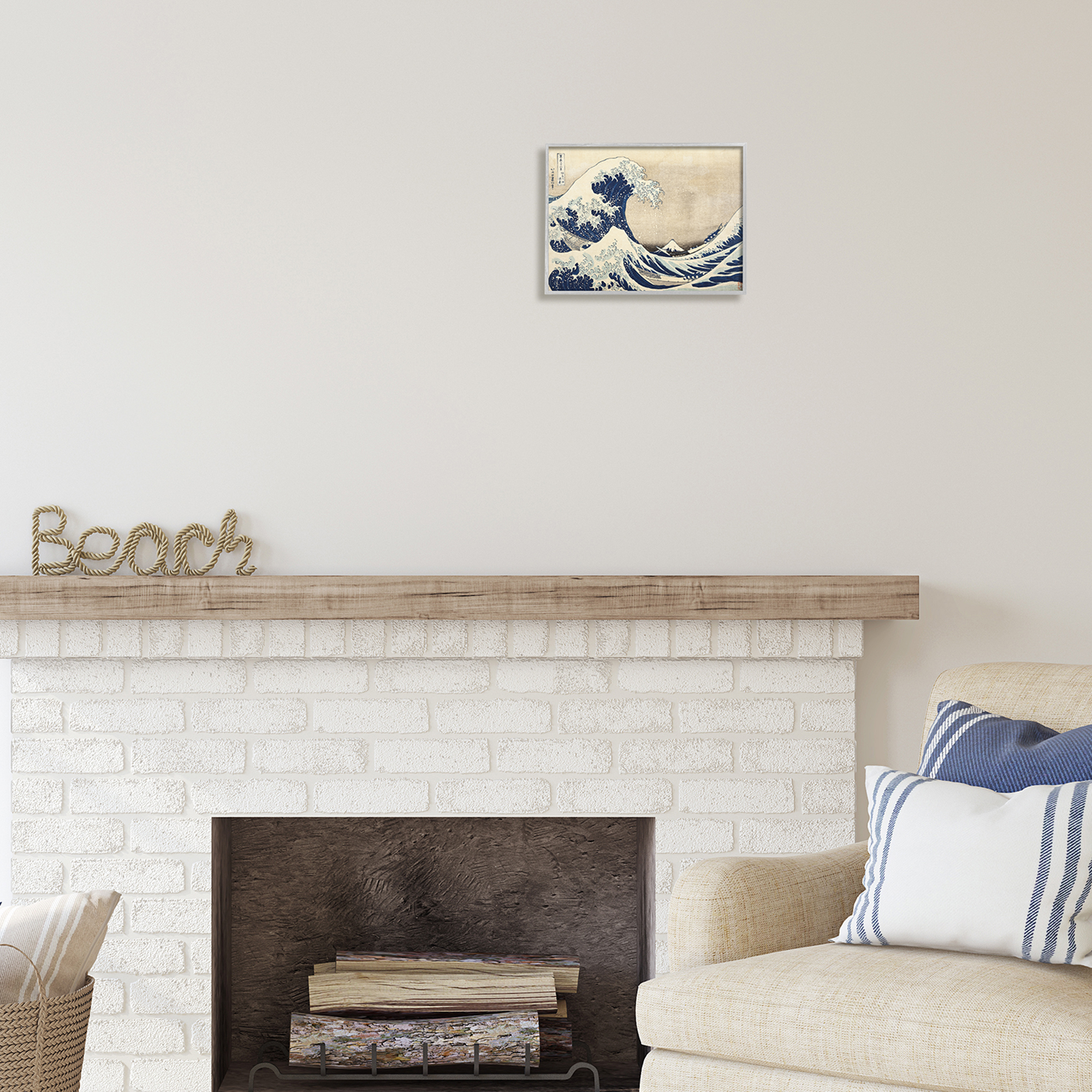Stupell Industries Classic Tsunami Wave Nature Painting Gray Framed Art Print Wall Art, 14 x 11