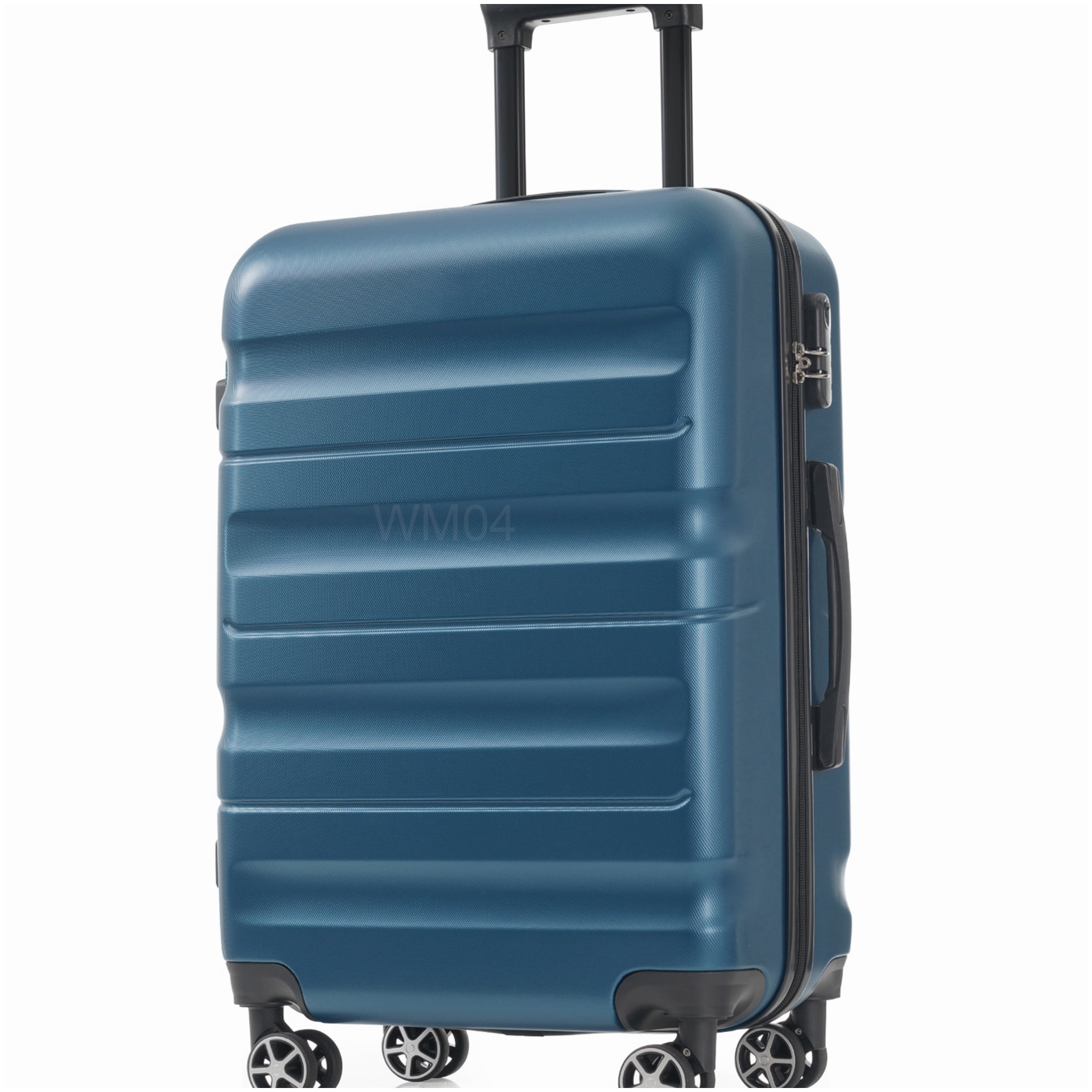 Lightweight ABS 6-Piece Hardshell Luggage Set with Spinner Wheels, Inky Blue Suitcases for Carry-On and Checked Use