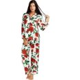 thumbnail image 2 of Womens Silk Satin Pajamas Set Sleepwear Loungewear,Classical Flower-red, 2 of 5