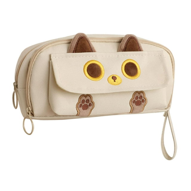 Estuche para lápices, organizador de lápices, bonito con compartimento, bolsa organizadora para el hogar Beige