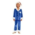 thumbnail image 3 of HNMKIU Family Christmas Pajamas Long Sleeve Matching Holiday Sleepwear Outfits for Kid Blue，Kid_7-8 Years, 3 of 7