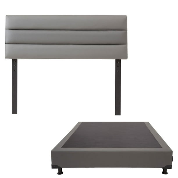 Box Base Cama Matrimonial + Cabecera Londres Gris