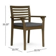 thumbnail image 6 of Scarlett Outdoor Acacia Wood Dining Chair with Cushions, Set of 2, Grey, Dark Gray, 6 of 7