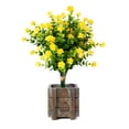 thumbnail image 4 of ELITELITE FLORAL 13" Artificial Boxwood Bouquet with Flower (Yellow), Plastic Faux Boxwood Gennery ( 5pc Tied with String) 8" Wide, 4 of 6
