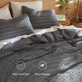 thumbnail image 3 of Stone Washed  Duvet Cover Queen - Charcoal Grey Classic Waffle Weave, 3 of 8
