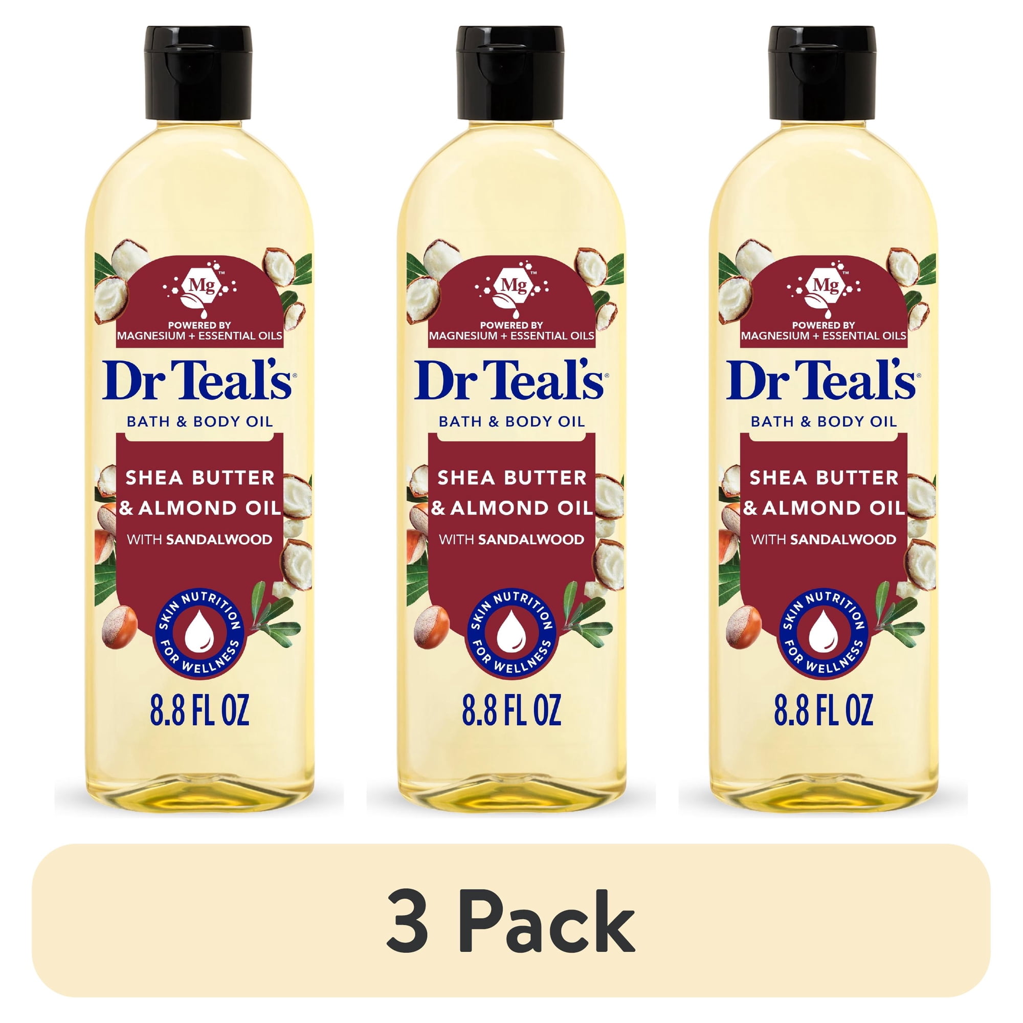 (3 pack) Dr Teal's Shea Butter Moisturizing Bath & Body Oil, 8.8 fl oz.