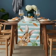 thumbnail image 2 of Easter Bunny Table Runner - 72 Inch Long, Kitchen Dining Table Runner Dresser Scarves, Spring Rabbits Carrots Turquoise Stripes Farmhouse Decor for Coffee Tables Wedding Party Banquet, 2 of 8