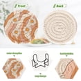 thumbnail image 4 of Haosy Set of 6 Drink Woven Coaster with Holder Heat Resistant Non-Slip Bar Coasters 4 Inches Orange and White Striped Daisy, 4 of 7