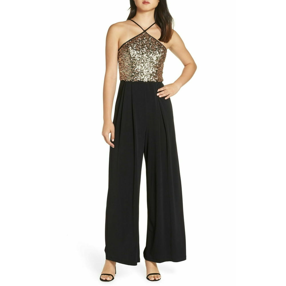 gold sequin halter