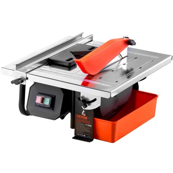 Wet Tile Saw 7-inch 65Mn Steel Blade 3500 RPM Motor with Water Reservoir 0-45 Degree Miter Angle for Cutting Tiles and Stone DIY