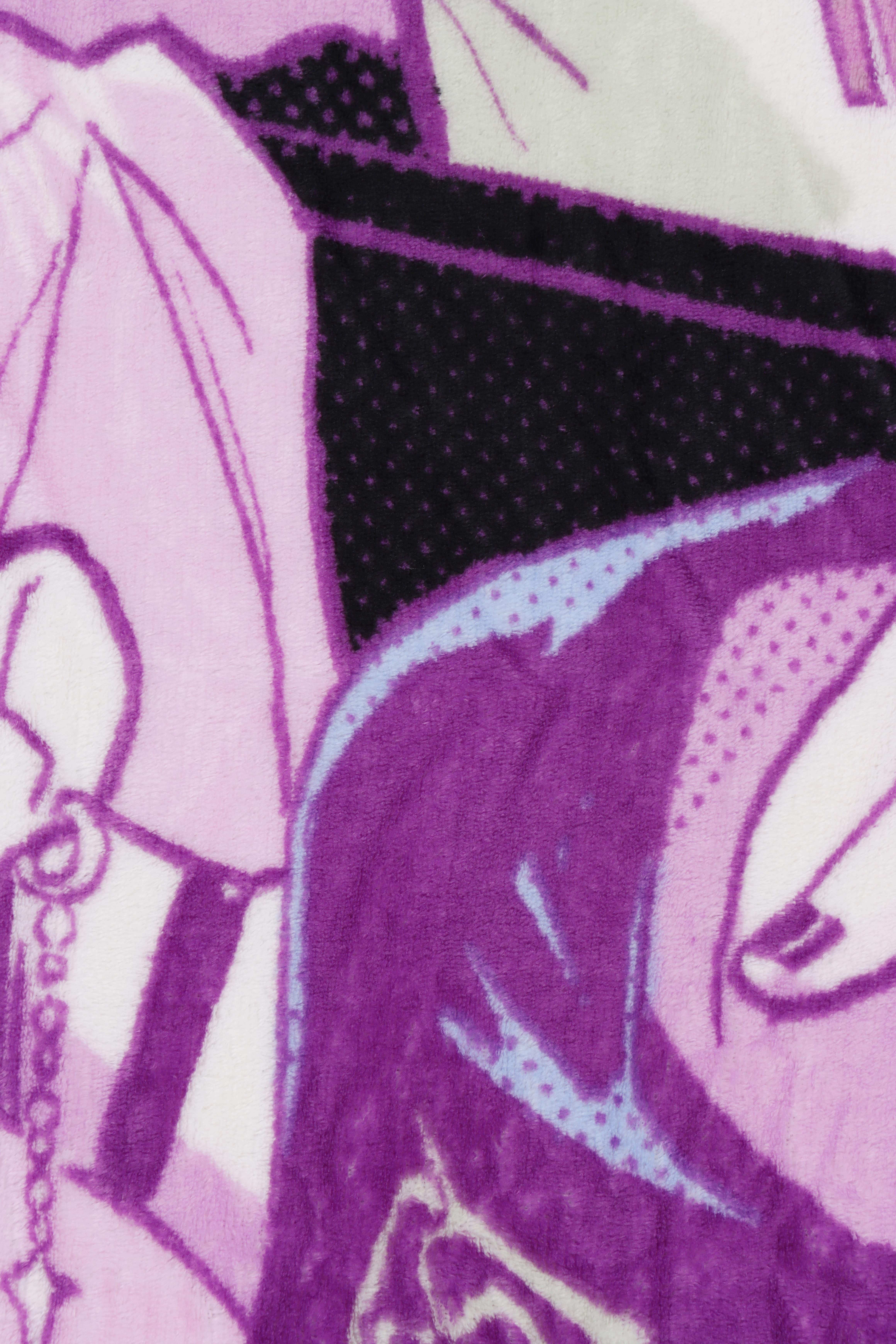 KPOP Demon Hunters Huntrix Pop Stars Kids Throw Blanket, Black & Purple, Twin/Full Size 46"x 60"