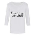 thumbnail image 4 of Elvqul Womens Cute Tops Plus Size Shirts White Christmas Tree Crew Neck Print Christmas Tops for Women 3/4 Sleeve, 4 of 5