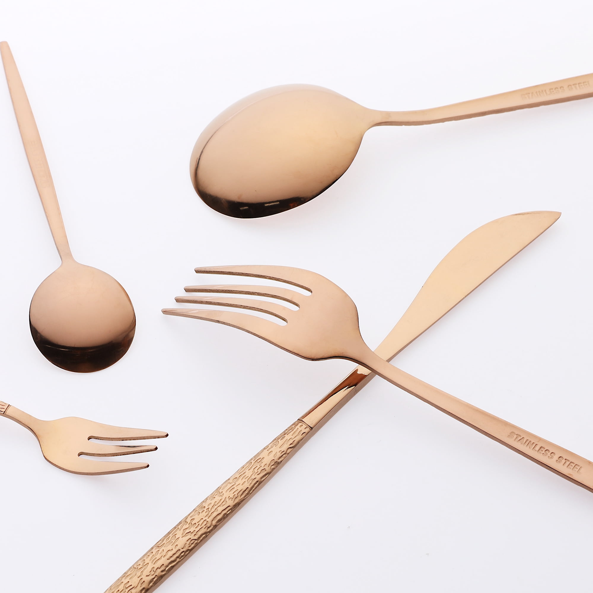 Unique Bargains Stainless Steel Flatware Set Rose Gold 20 Pcs