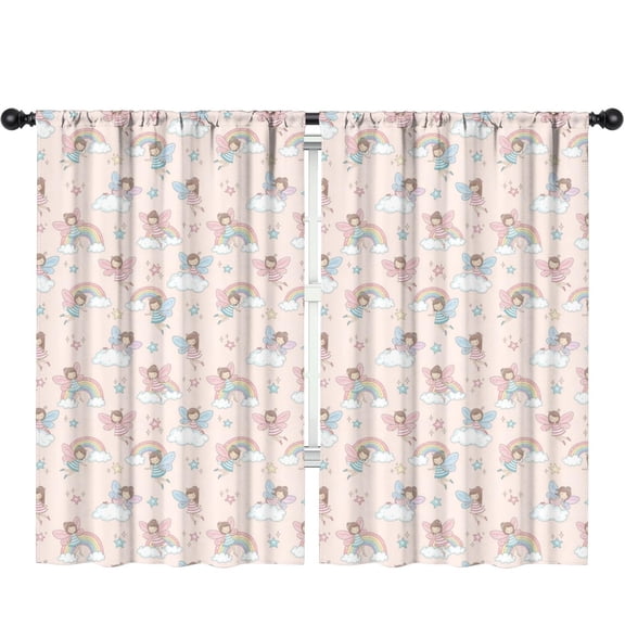 Blackout Kids Curtains,Princess and Fairy Pink Pattern Children's Insulated Curtains Set Of 2,Bedroom Essentials,Toddler Room Decor 52"x84"