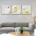 thumbnail image 3 of wall26 3 Panel Canvas Wall Art Elegant Flowers Pictures Home Wall Decorations for Bedroom Living Room Paintings Canvas Prints Framed - 16"x16"x3 Panels, 3 of 4