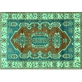 thumbnail image 1 of Ahgly Company Indoor Rectangle Geometric Turquoise Blue Traditional Area Rugs, 7' x 9', 1 of 4