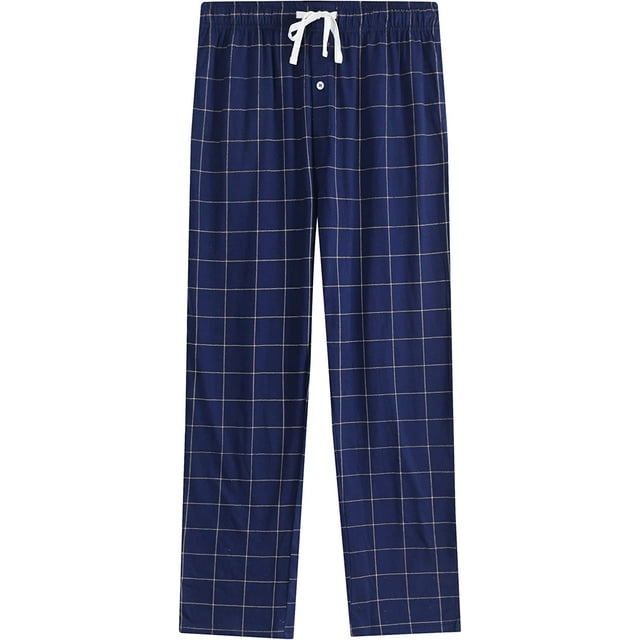Vulcanodon Mens Plaid Sleep Pants, Cotton Pajama Pants with Pockets