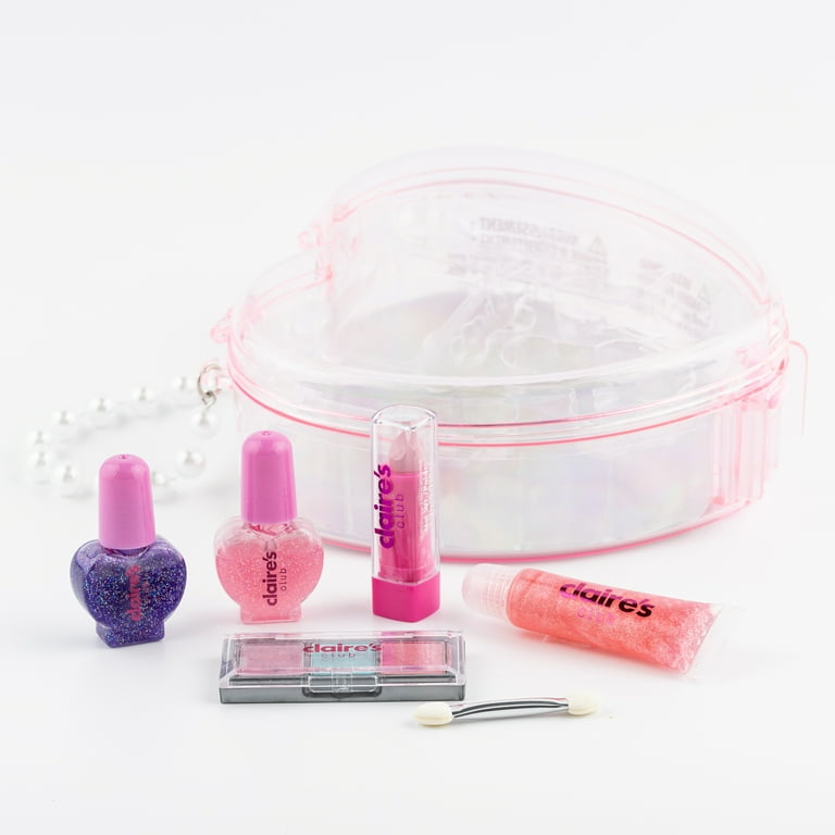 Claire's Club Girls Heart Makeup Set, Pink Case, Lip Gloss
