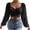 Black, variant on Qiopertar Women's Short Sleeve Mesh Cropped Top V-Neck Drawstring Blouse Casual Party Club Night Out Fashion Tops, Black M