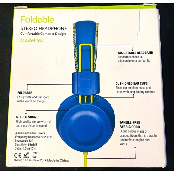 RHEA- Powmee M2 Kids Headphones Wired Headphone For Kids, Foldable, Adjustable Stereo