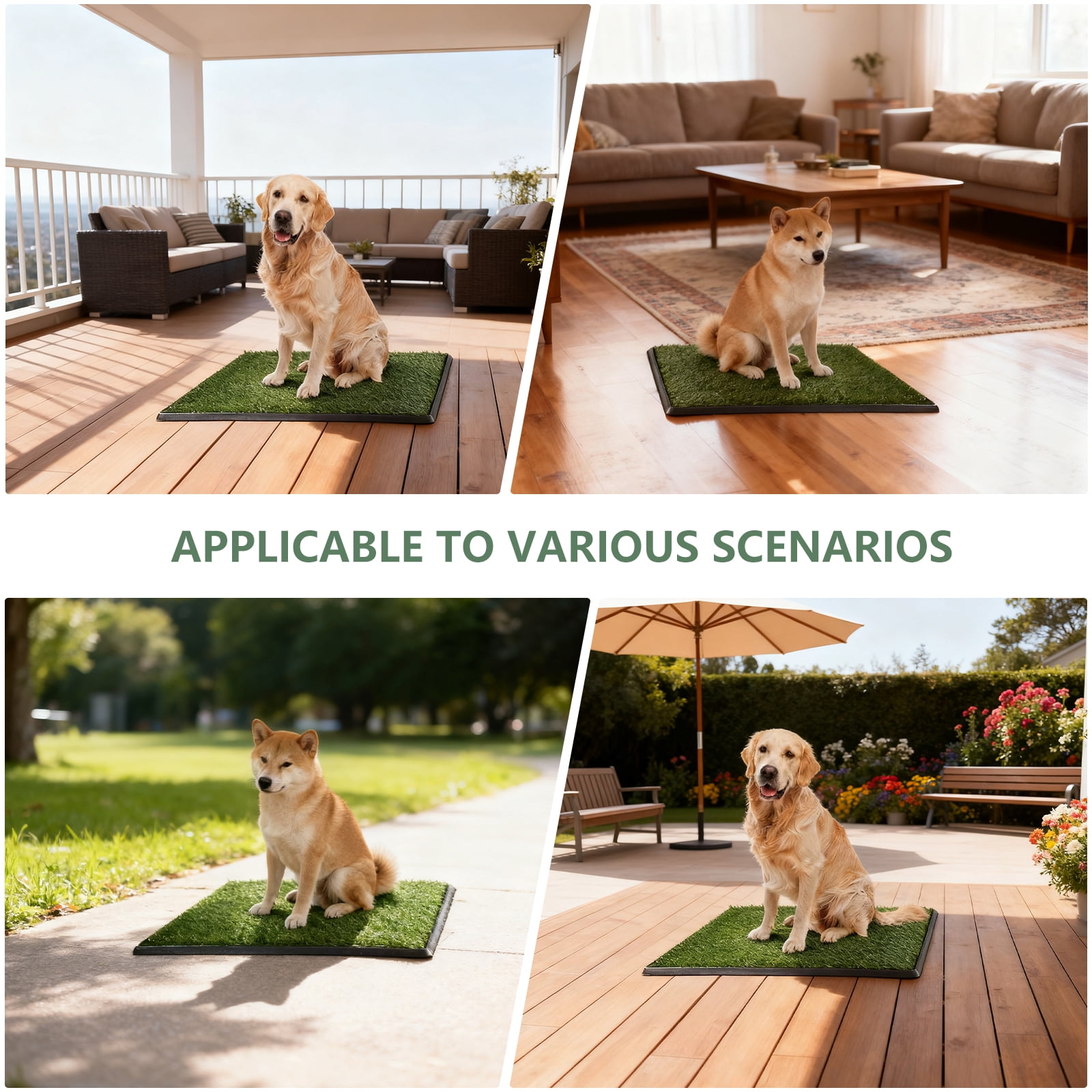 Dog Grass Pee Pad with Tray, 3-Layer Reusable & Washable Potty Training Pad, Artificial Turf for Indoor Outdoor Use, for Small & Medium Dogs (30 x 20 Inch)
