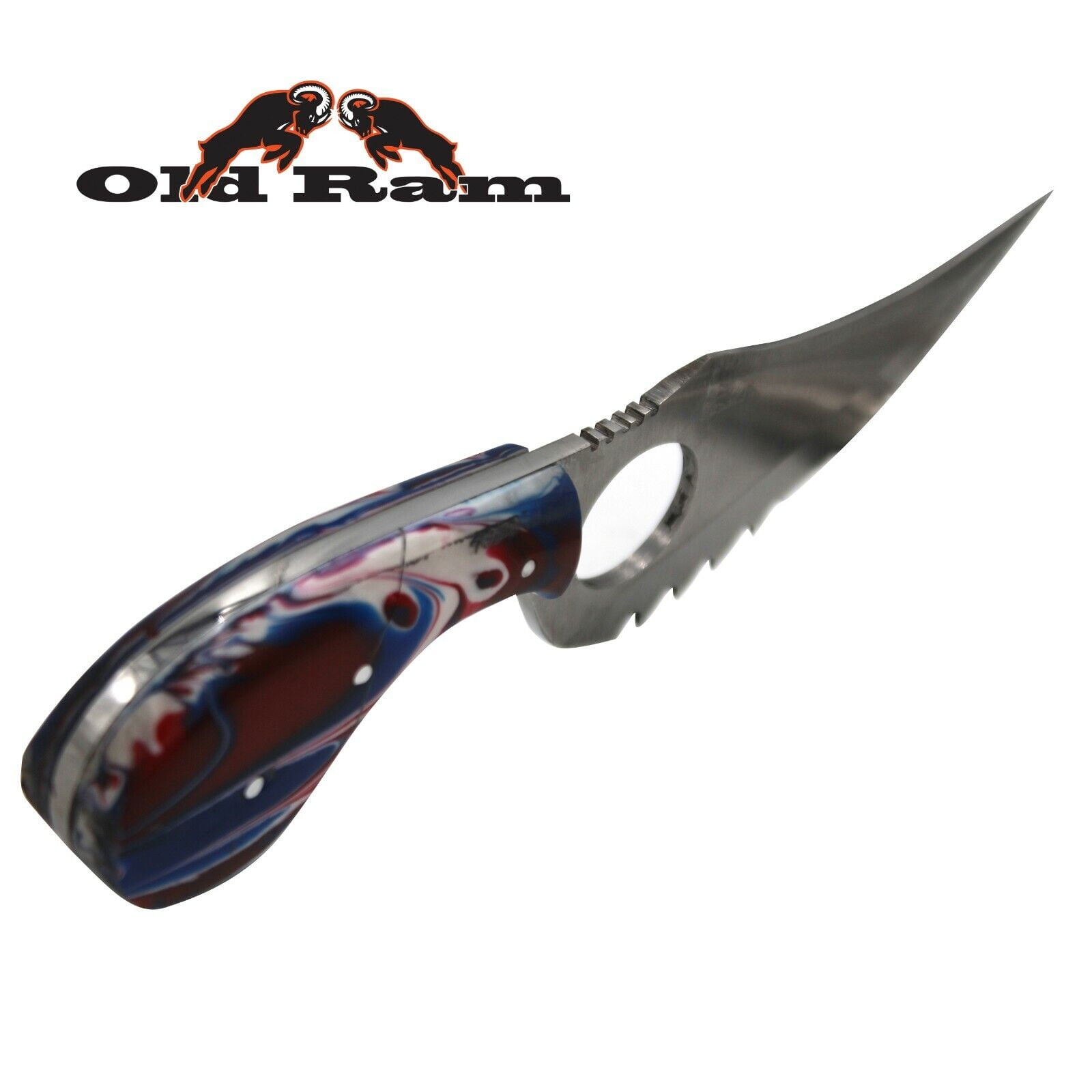 Old Ram Collection Heavy Duty Multi-color Fixed Blade Hunting Knife w/ Sheath