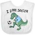thumbnail image 3 of Inktastic I Love Soccer-Dinosaur in Blue Boys or Girls Baby Bib, 3 of 4