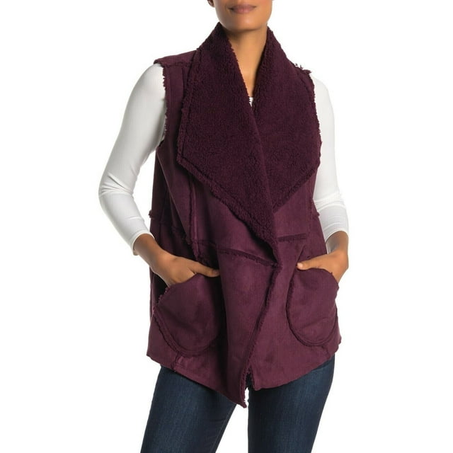 Caslon Gilet Réversible en Fausse Fourrure pour Femmes avec Poche avant Bordeaux