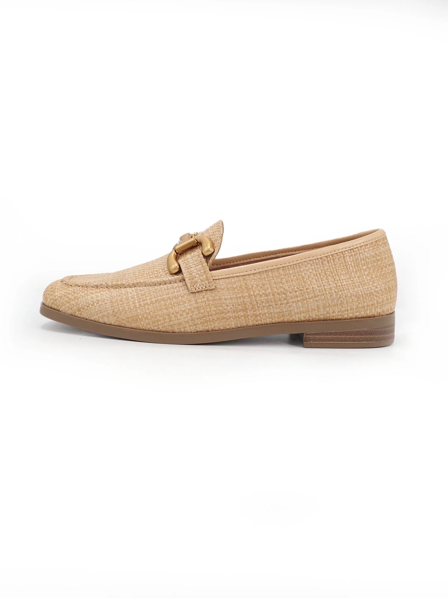 Time and Tru Women's Faux Raffia Buckle Loafers