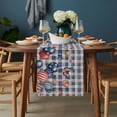 thumbnail image 2 of Independence Day Table Runner - 120 Inch Long, Kitchen Dining Table Runner Dresser Scarves, Flag Balloons Butterflies Blue Plaid Farmhouse Decor for Coffee Tables Wedding Party Banquet, 2 of 8