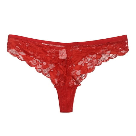 

QYZEU Lace Thong Panties Lace Underwear for Womens Cotton Bikini Panties Soft Hipster Panty Ladies Stretch Briefs