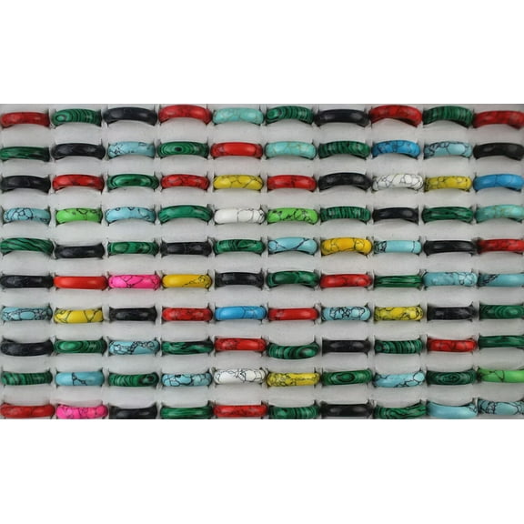 EOEMY Bulk Lots 32Pcs Mixed New Fashion Women Stone Jewelry Wholesale Rings