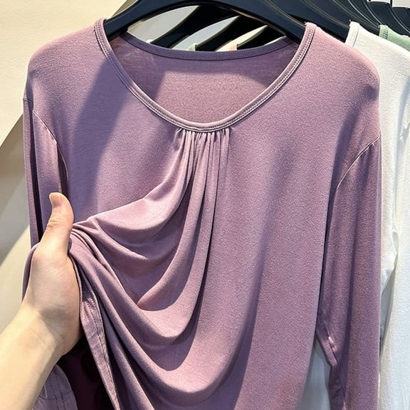 Dxzfnsa Womens Plus Size Tunic Tops 2025 Casual Shirts V Neck Blouse for Leggings Long Sleeve Causal Tops Purple-2XL