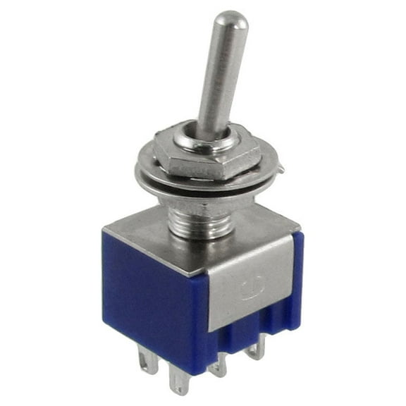 5 Pcs 3250V 6A 6 Pin DPDT ON/ON 2 Way Latching Toggle Switch Blue